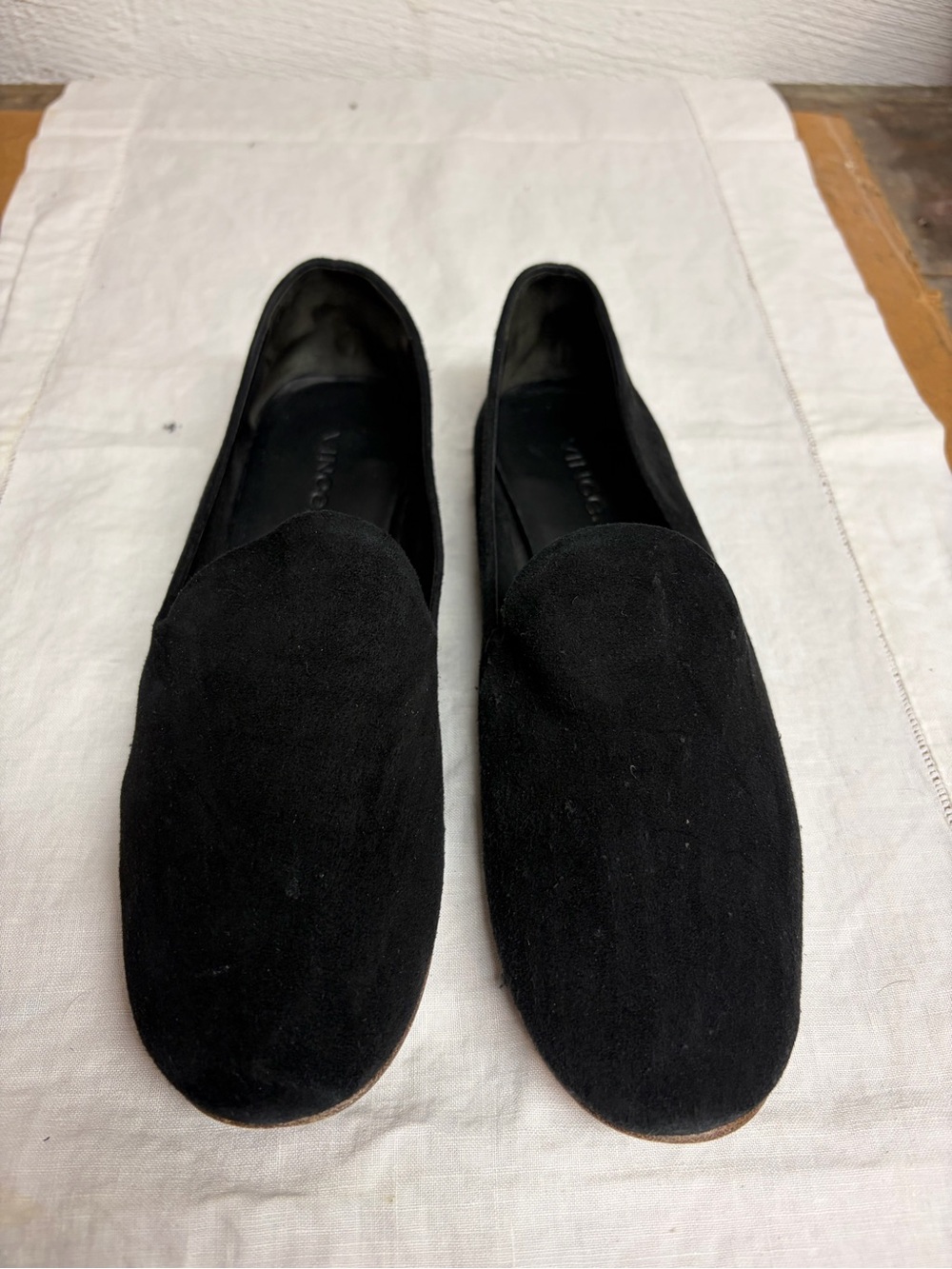 Vince Black Suede Slip-On Loafers